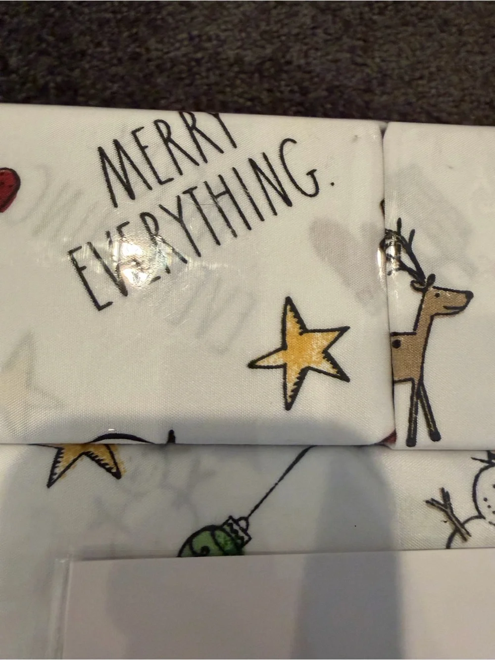 Rae Dunn Merry Everything Queen Sheet Set Christmas Santa Reindeer NWT